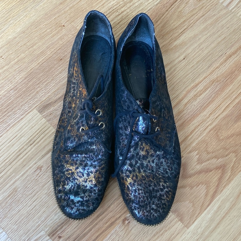 Adrianna Papell metallic leopard Oxford shoes.